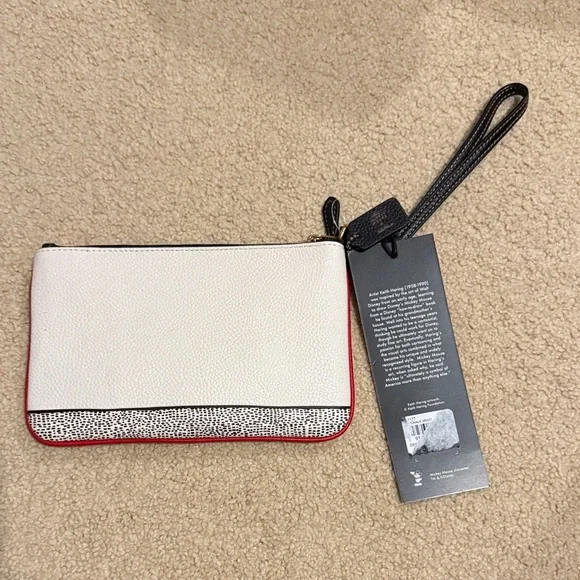 Coach x Keith Haring Disney White Red Black Mickey Mouse Wristlet Cartoon UFO - Picture 2 of 3